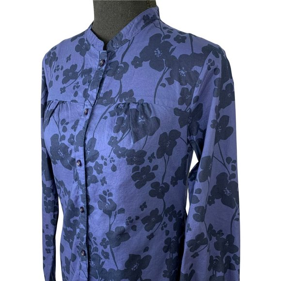 2/$15 - Indigo Blue Floral Long Sleeve Blouse - Picture 3 of 7